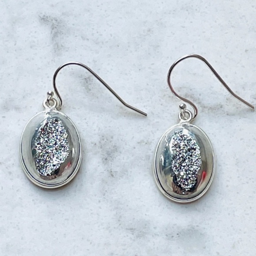 Luvleigh Designs / Sterling Silver & Silver Druzy Earrings